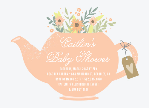 Tea Party Baby Shower Invitations Match Your Color Style Free