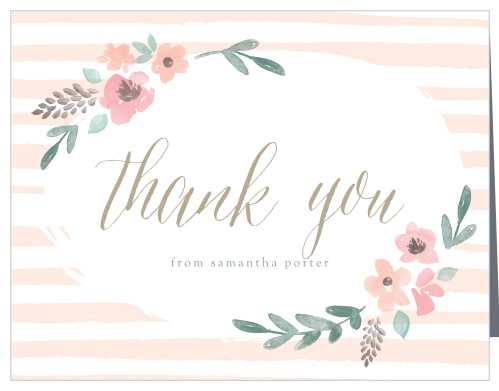 Send out your appreciation with our Stripes and Flowers Baby Shower Thank You Cards. 
