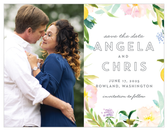 Make a spot on everyone's calendar with our energetic Summer Bouquet Save the Date Cards.