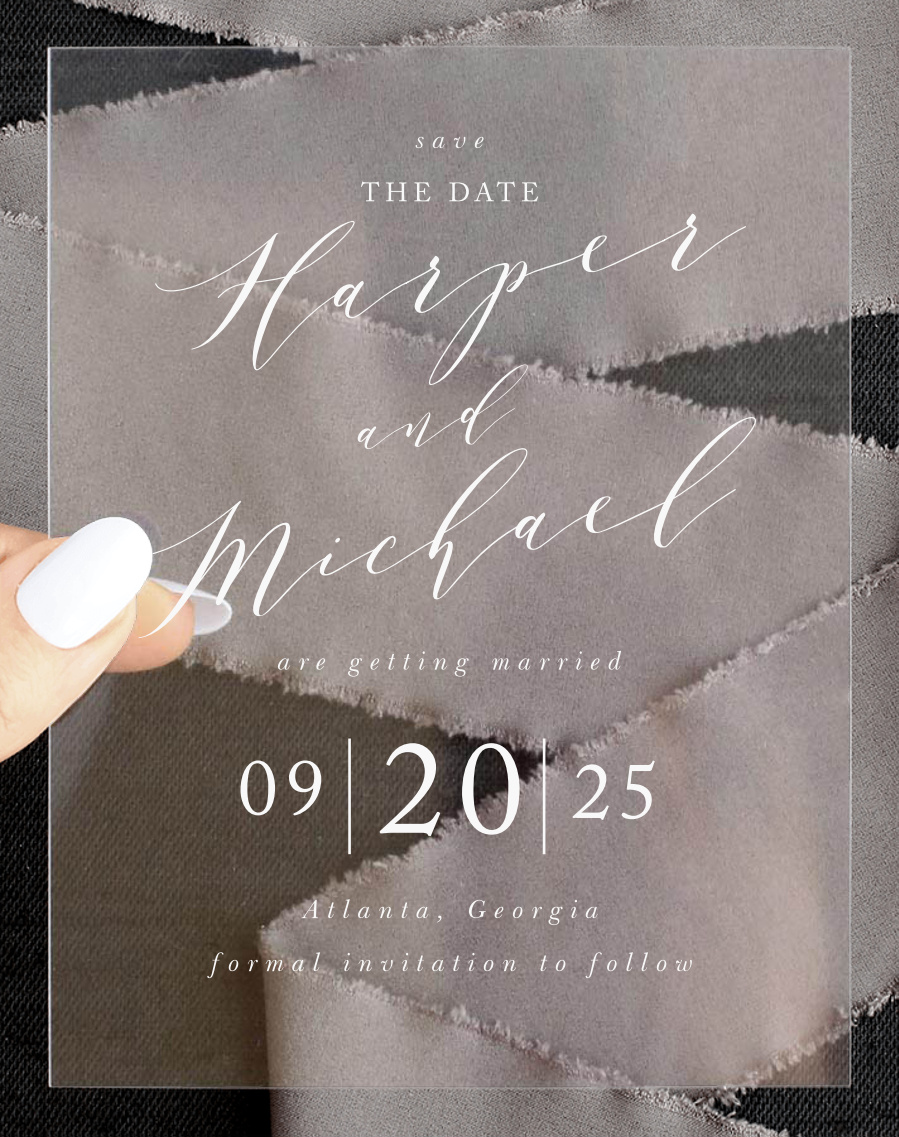 Modern Calligraphy Clear Save The Date Cards By Basic Invite