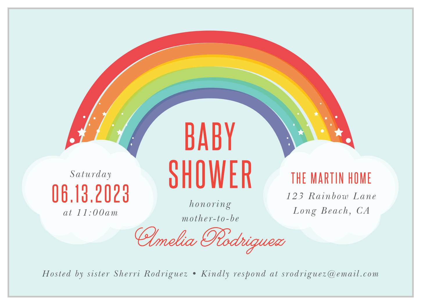 rainbow baby shower invitations