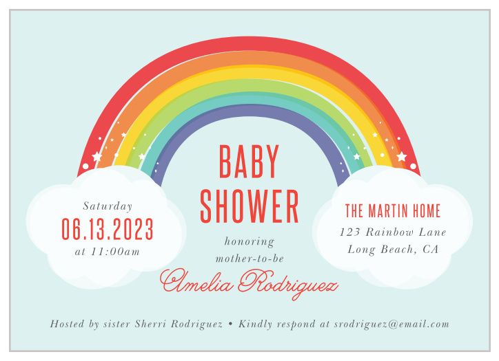 Brighten up your loved ones' day with our Rainbow Bright Baby Shower Invitations.