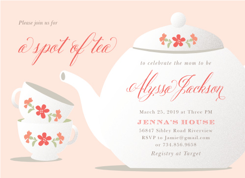 Tea Party Baby Shower Invitations Match Your Color Style Free