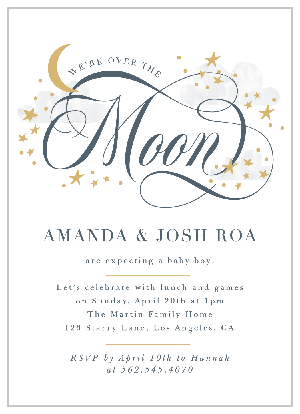 over the moon baby shower invitations