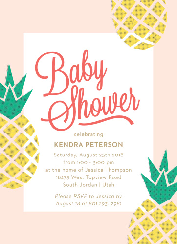 Pineapple Baby Shower Invitations Match Your Color Style Free