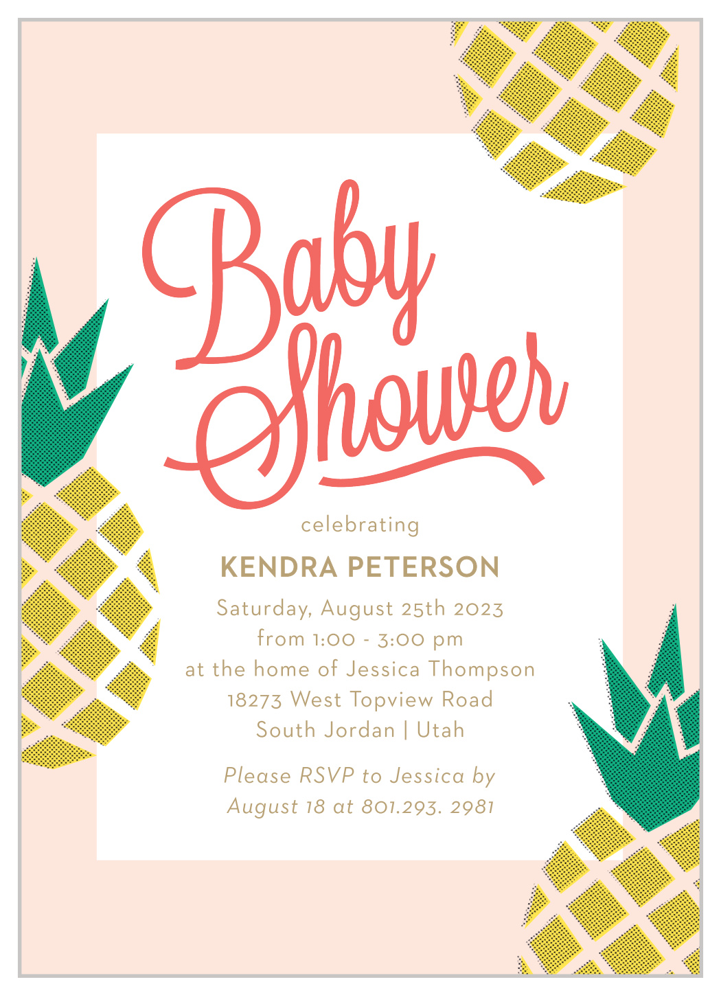 pineapple paradise baby shower invitations