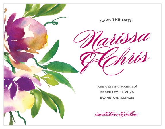 Make a spot on everyone's calendar with our Fresh Cut Flowers Wedding Save the Date Cards.