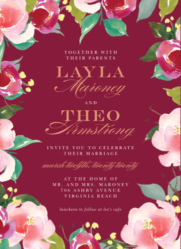 Wine Wedding Invitations Match Your Color Style Free