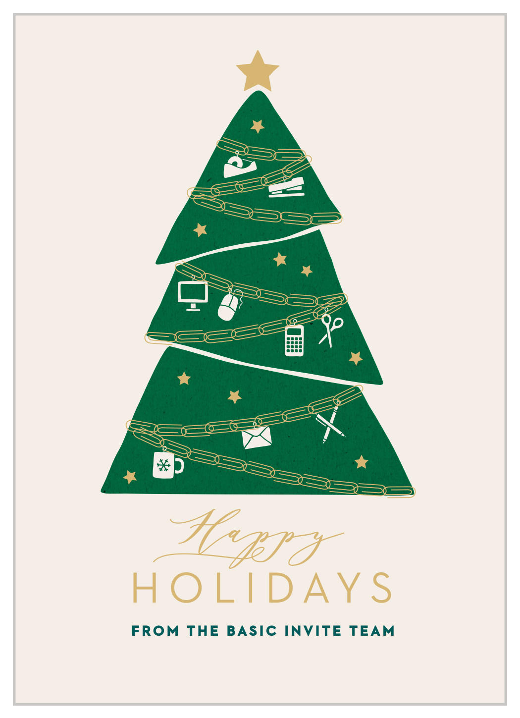 Office Ornament Corporate Holiday Cards by Basic Invite