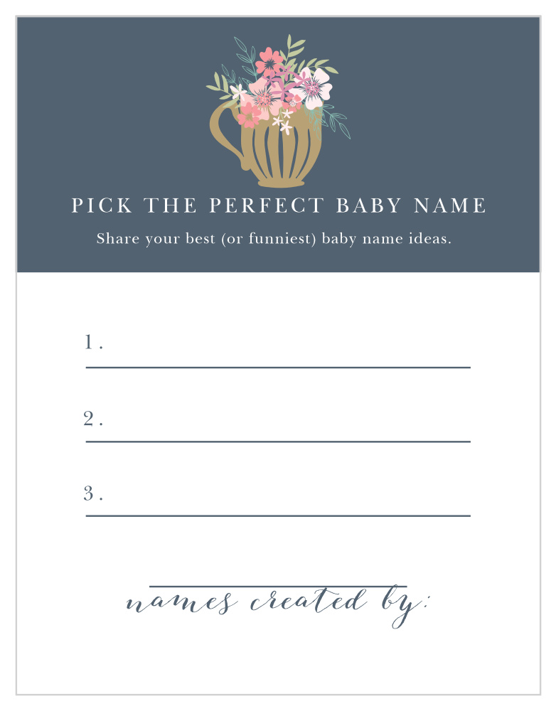 Tasteful Tea Pot Baby Name Contest by Basic Invite
