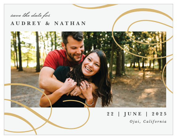 Family and friends are sure to pencil in your wedding date when they see the look of our Old World Swirls Save the Date Cards. 