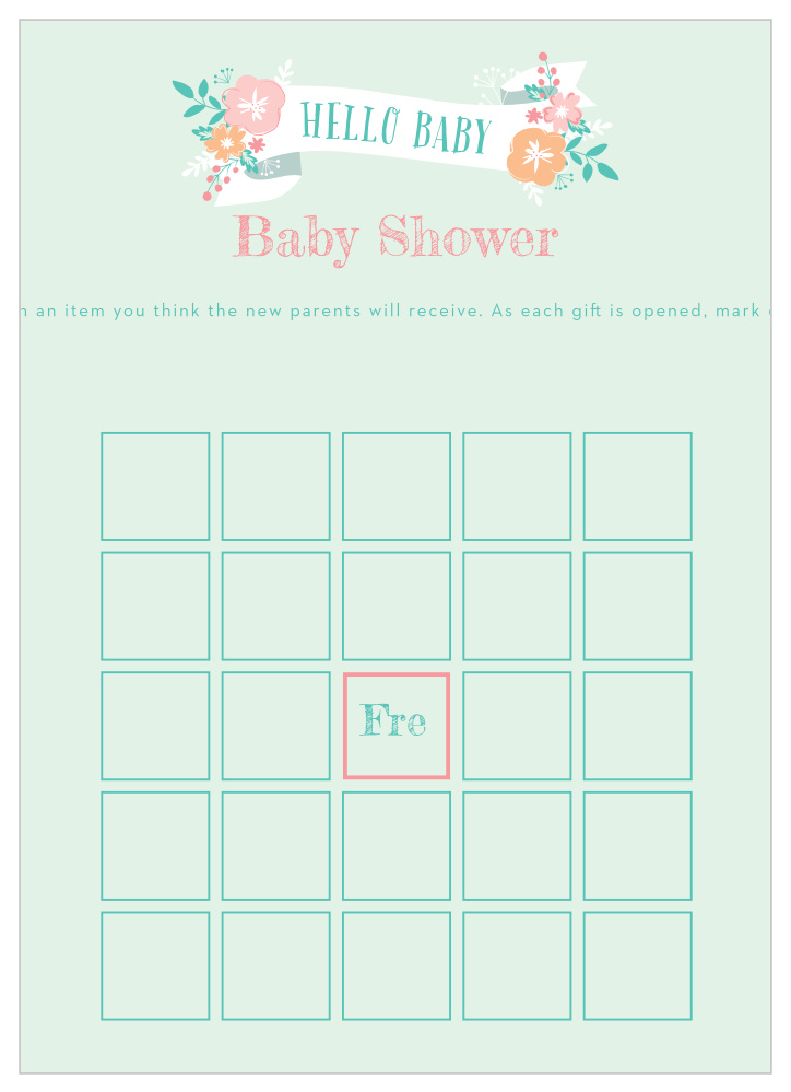 Baby shower bingo board template Baby shower bingo board template