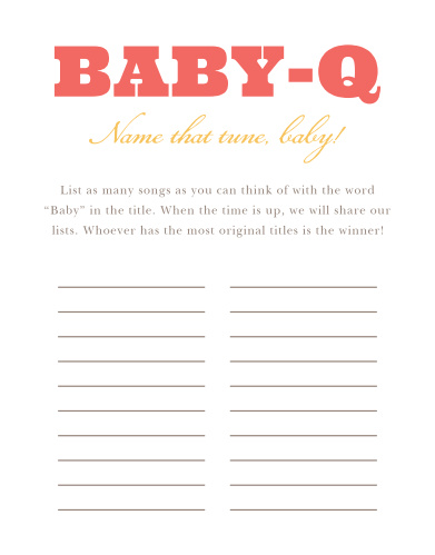 Baby Shower Games Match Your Color Style Free Basic Invite