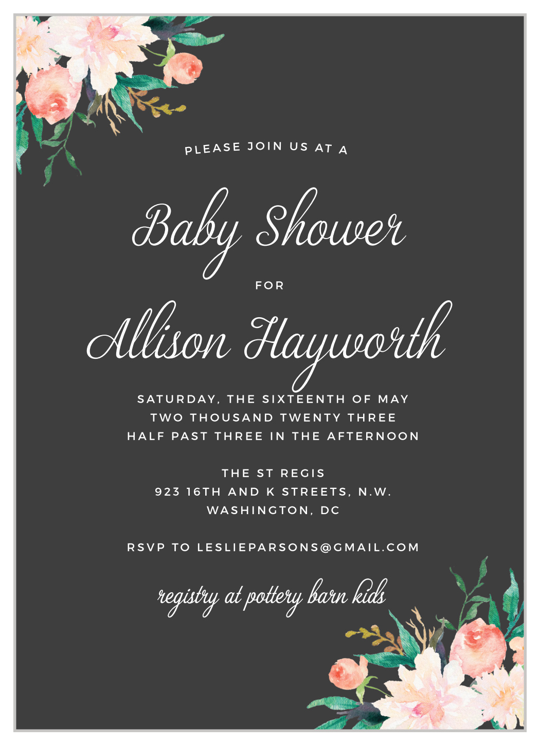 baby shower invite list