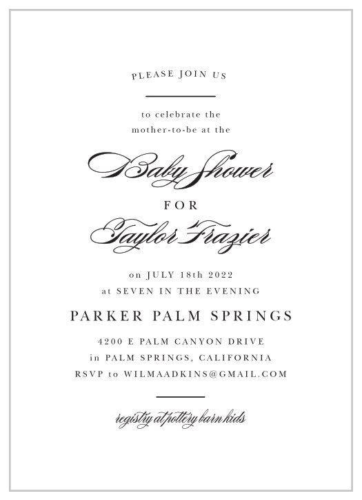 Enjoy the company of your friends and family when you use our Simple Contrast Baby Shower Invitations to invite them.