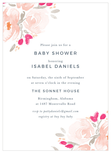Enjoy the company of your friends and family when you use our Watercolor Florals Baby Shower Invitations to invite them.