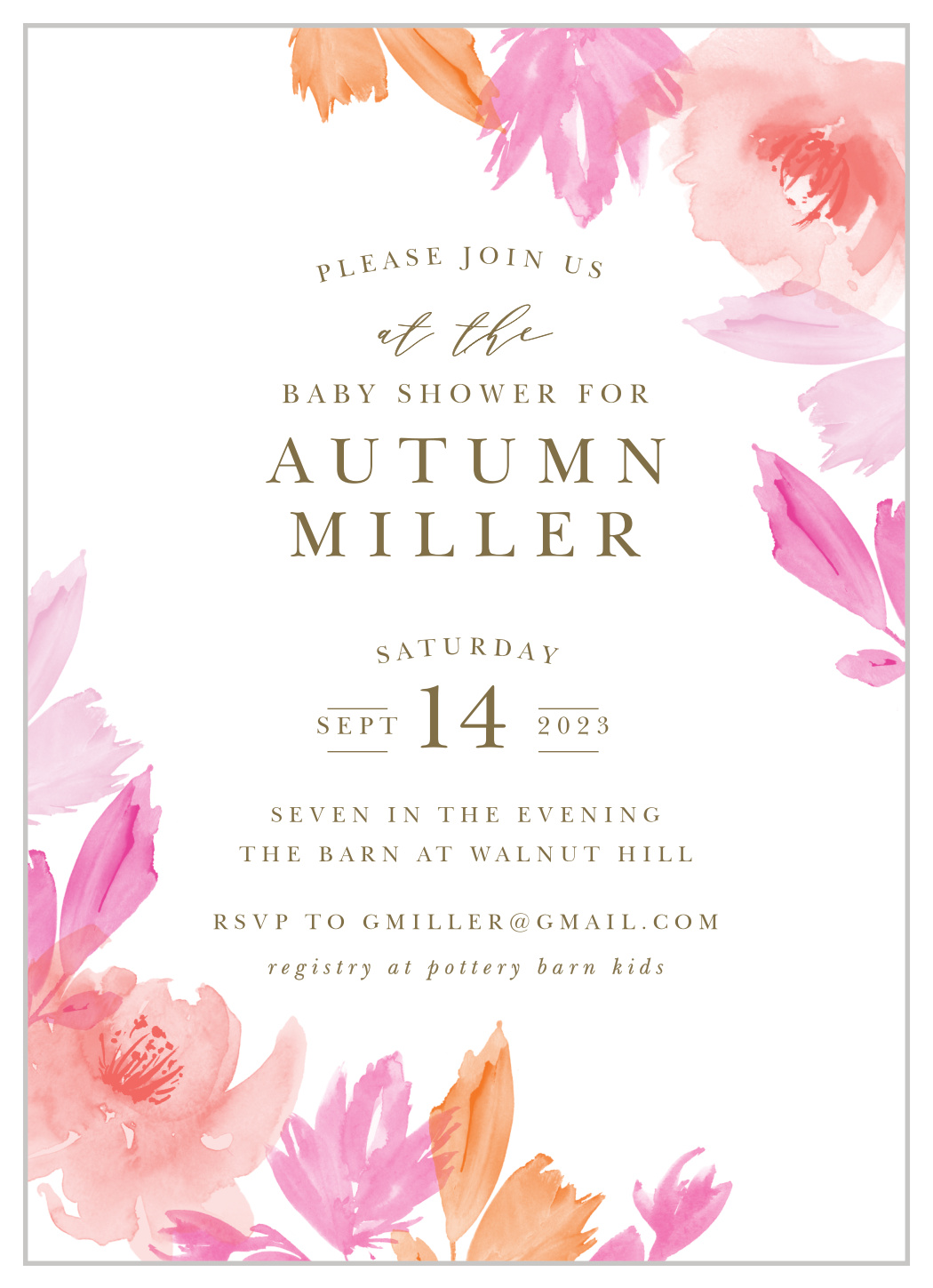 rose baby shower invitations