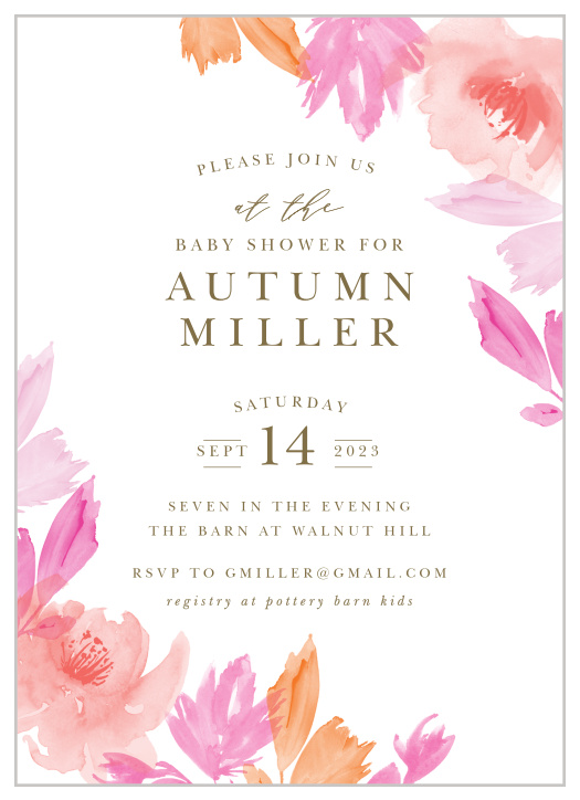 Our gorgeous Airbrushed Rose Baby Shower Invitations are the perfect invites for gathering your friends and family together to celebrate your newest family member!