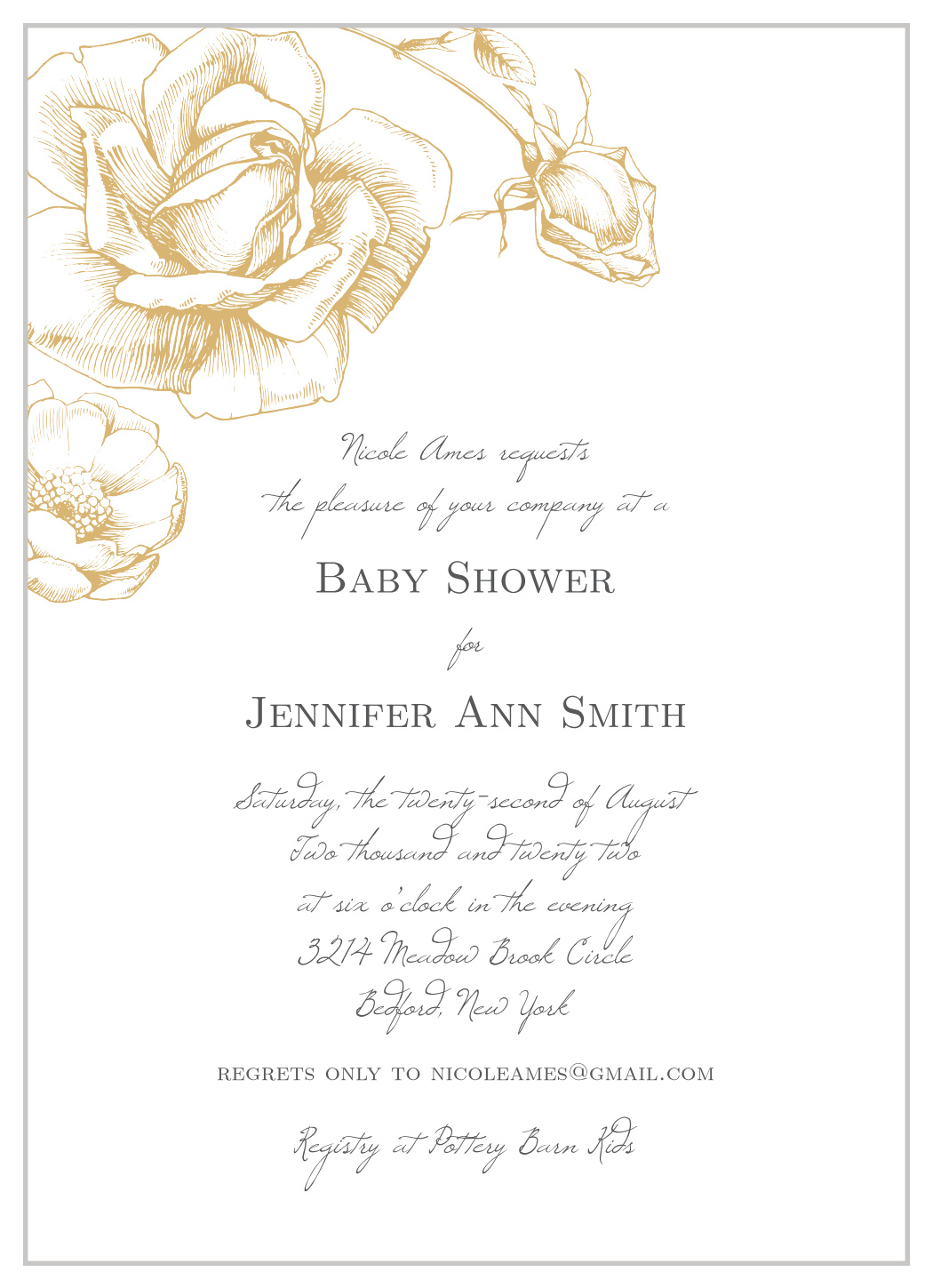 rose baby shower invitations