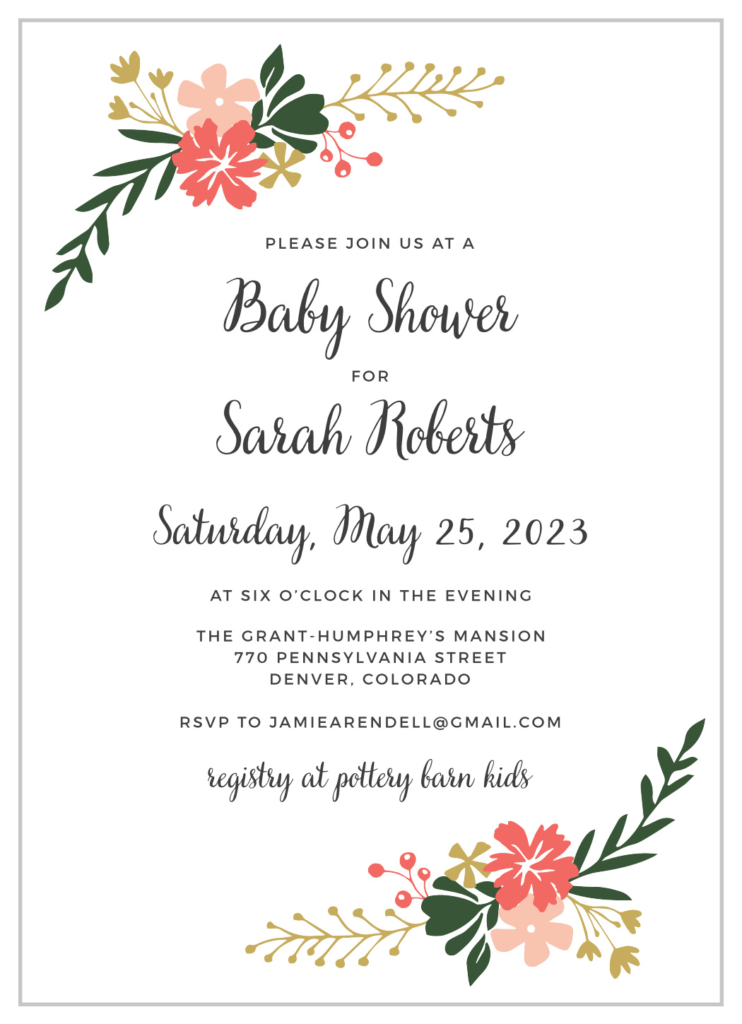 flower baby shower invitations