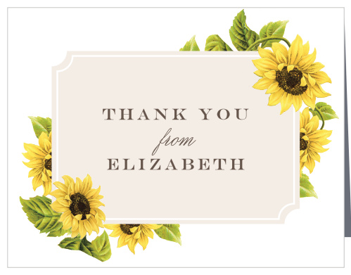 Stunning Watercolour Sunflower Personalized Wedding Thank You Cards
