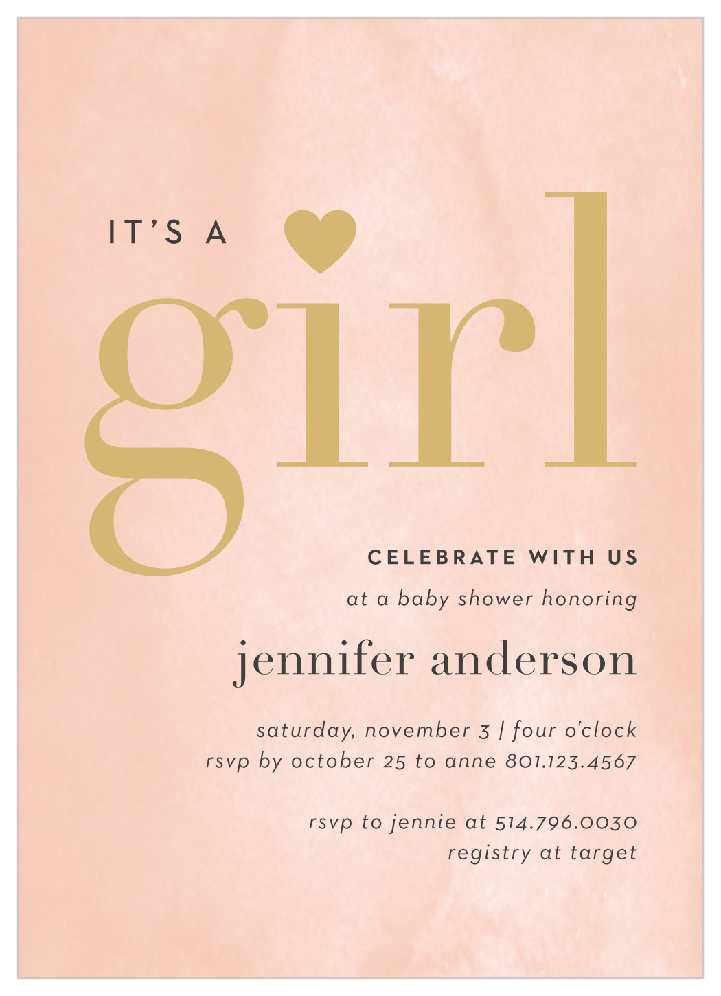 pink and gold baby shower invitations