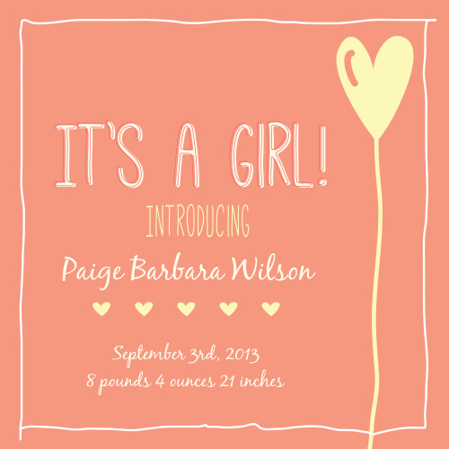 baby girl birth announcements photo and no photo announcements
