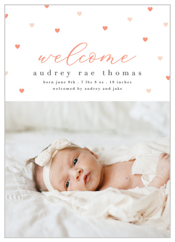 Use our All Hearts Birth Announcements to show how much love you already have for your sweet new baby!