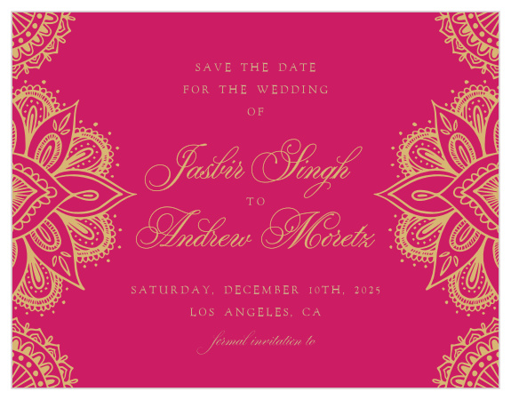 Our Hindu Celebration Save-the-Date Cards are lush and full of life. 