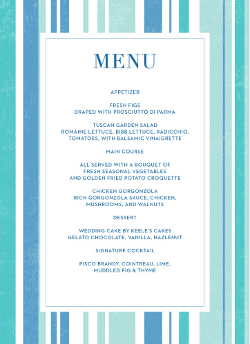 Beach Wedding Menus Match Your Color Style Free