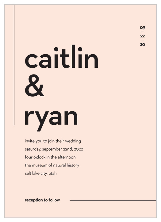 Our Minimal Type Wedding Invitations are the definition of modern minimalism.