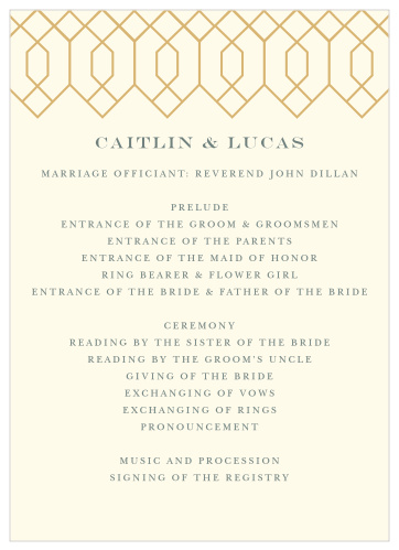 Art Deco Wedding Programs Match Your Color Style Free