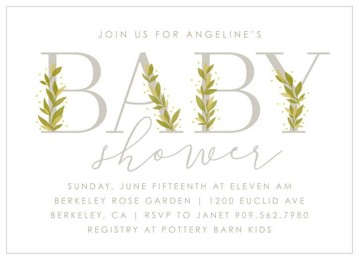 Customize and personalize this elegant and adorable baby shower invitation. Change the colors and fonts and view it in our instant online preview.