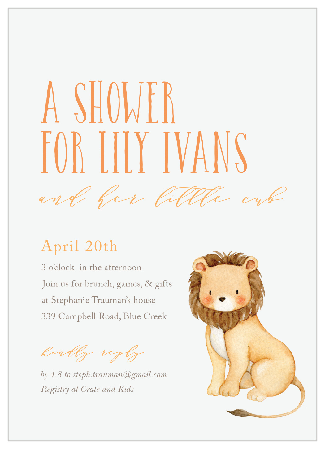 Dancing Lion Baby Shower Invitation by 