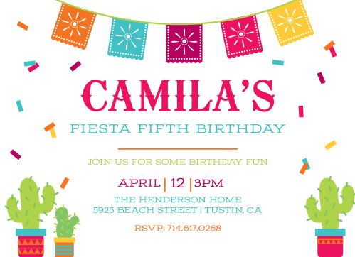 It's time to fill the piÃ±ata and gather the amigos with our Fiesta Time Children's Birthday Party Invitations. 