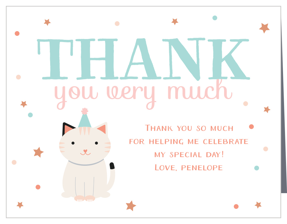 purrfect kitten childrens birthday thank you cards by basic invite