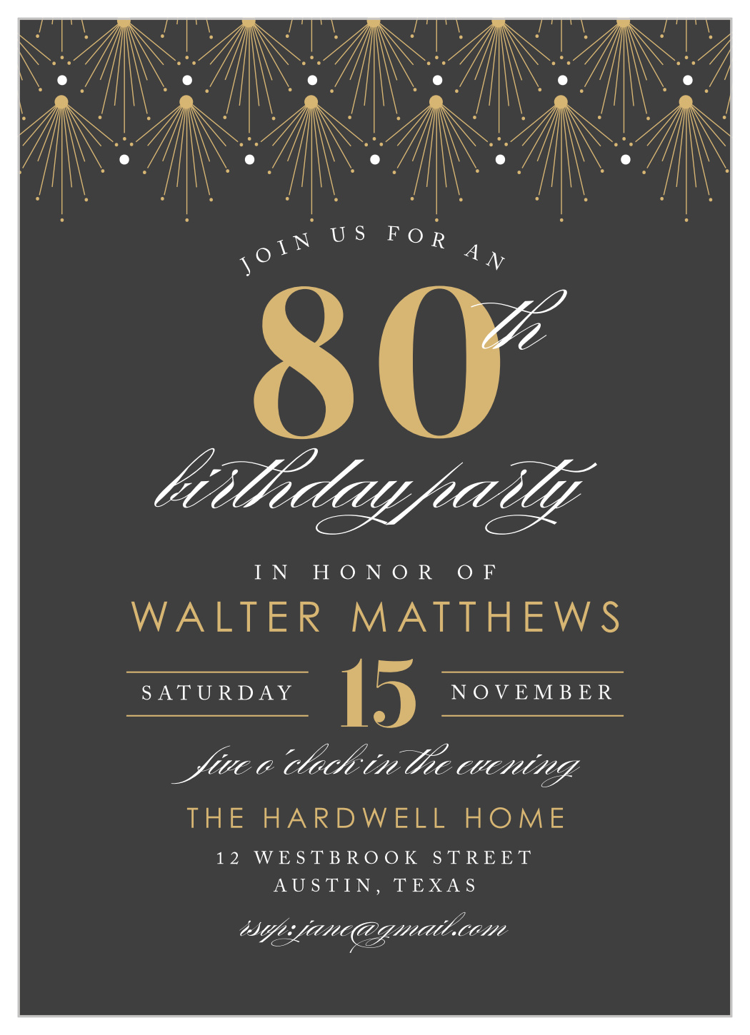 Vintage Deco Milestone Birthday Invitations by Basic Invite