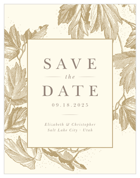 Our Vintage Autumn Save-the-Date Cards have a vintage charm that will have your guests beaming with delight. 