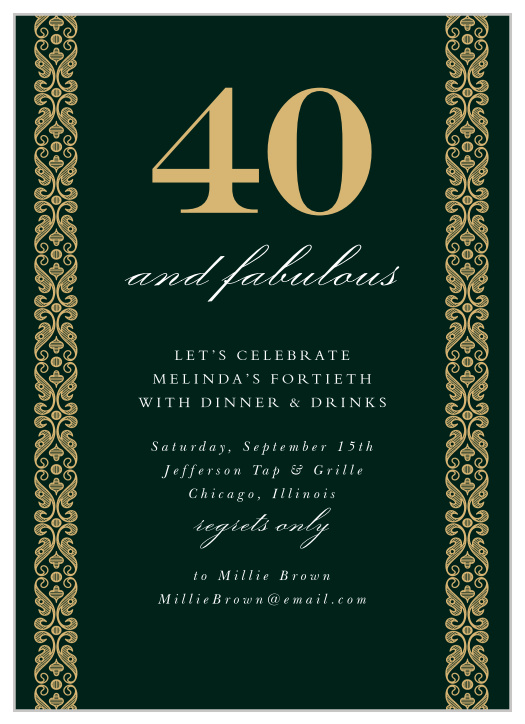 40th Birthday Mobile Evite Invitation Event Party Invite Personalized Fortieth Birthday Quickly Text or Email to Friends and Family