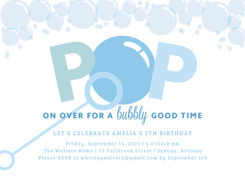 bubbles children s birthday invitations match your color style free