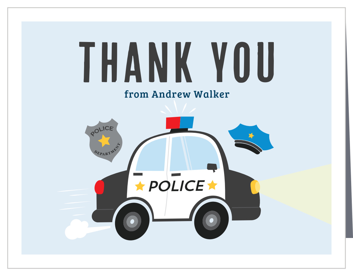 Little Police Car Children S Birthday Thank You Cards By Basic Invite