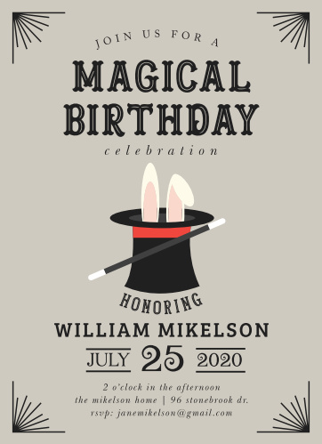 Magic Children S Birthday Invitations Match Your Color Style Free