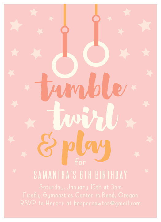 Gymnastics Children S Birthday Party Invitations Match Your Color Style Free