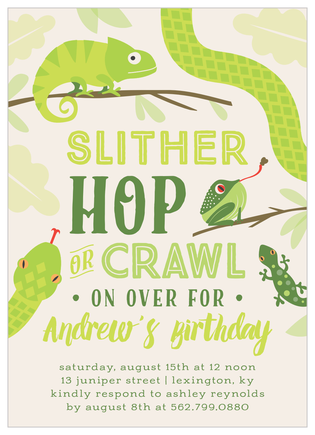 Snakes Lizards Children S Birthday Invitations By Basic Invite