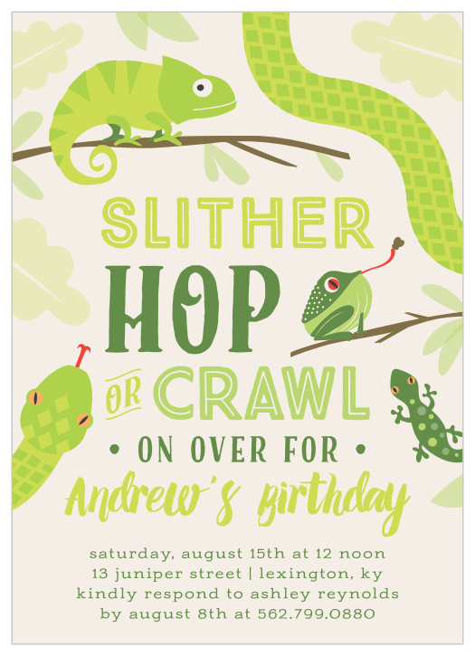 Reptile Children S Birthday Party Invitations Match Your Color Style Free