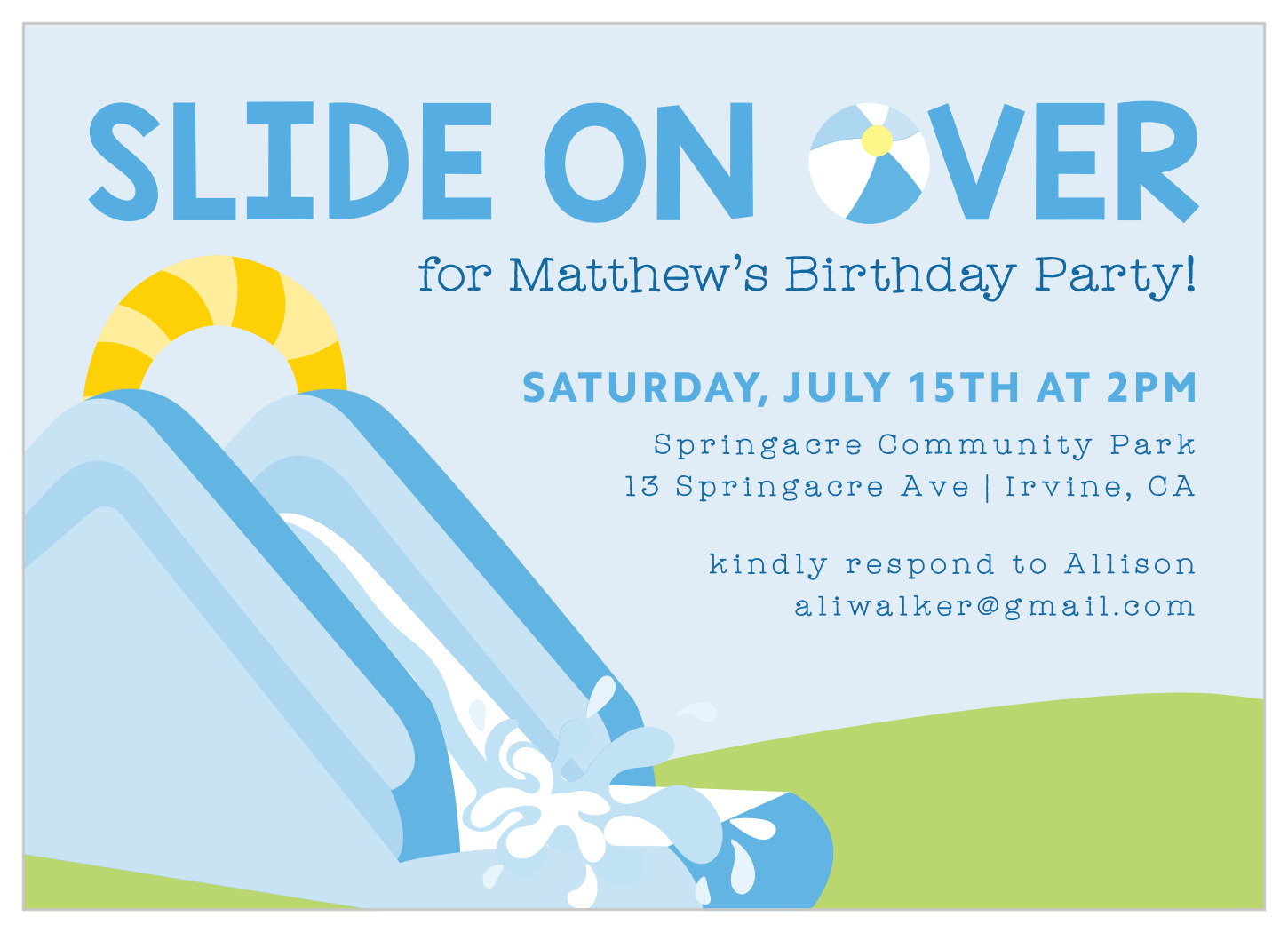 Water Slide Fun Children s Birthday Invitations By Basic Invite