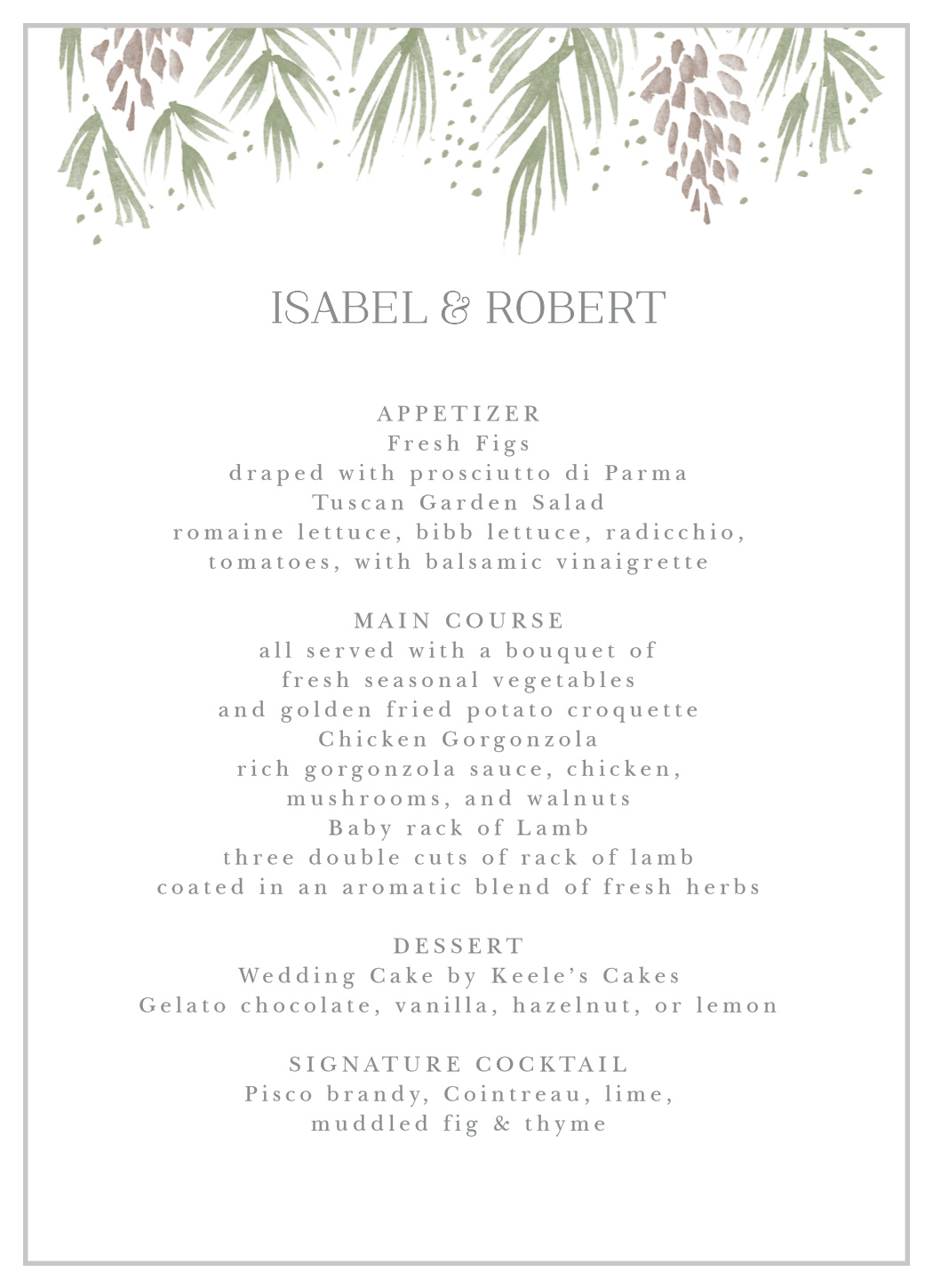 Winter Wonderland Wedding Menus by Basic Invite