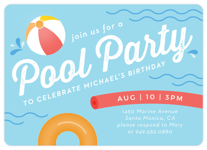 Pool Party Children S Birthday Invitations Match Your Color Style Free