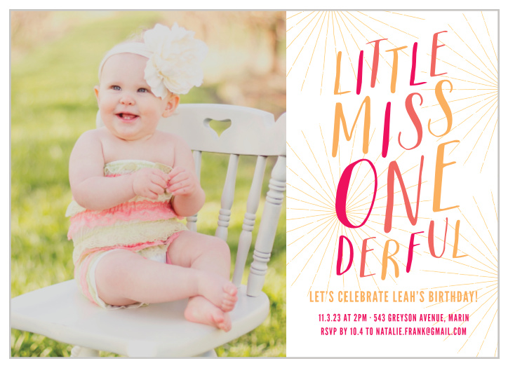 Celebrate your one-derful kid with our Little Miss Children's Birthday Party Invitations! 