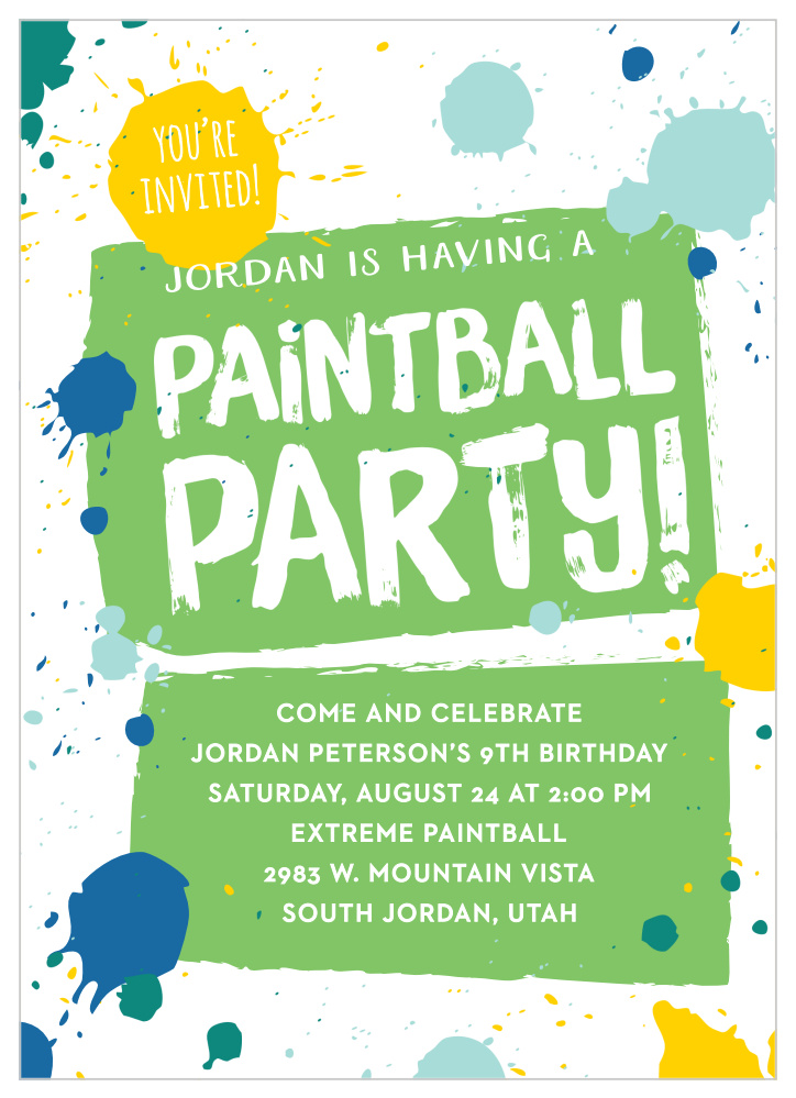 Paintball Party Children's Birthday Party Invitations by Basic Invite
